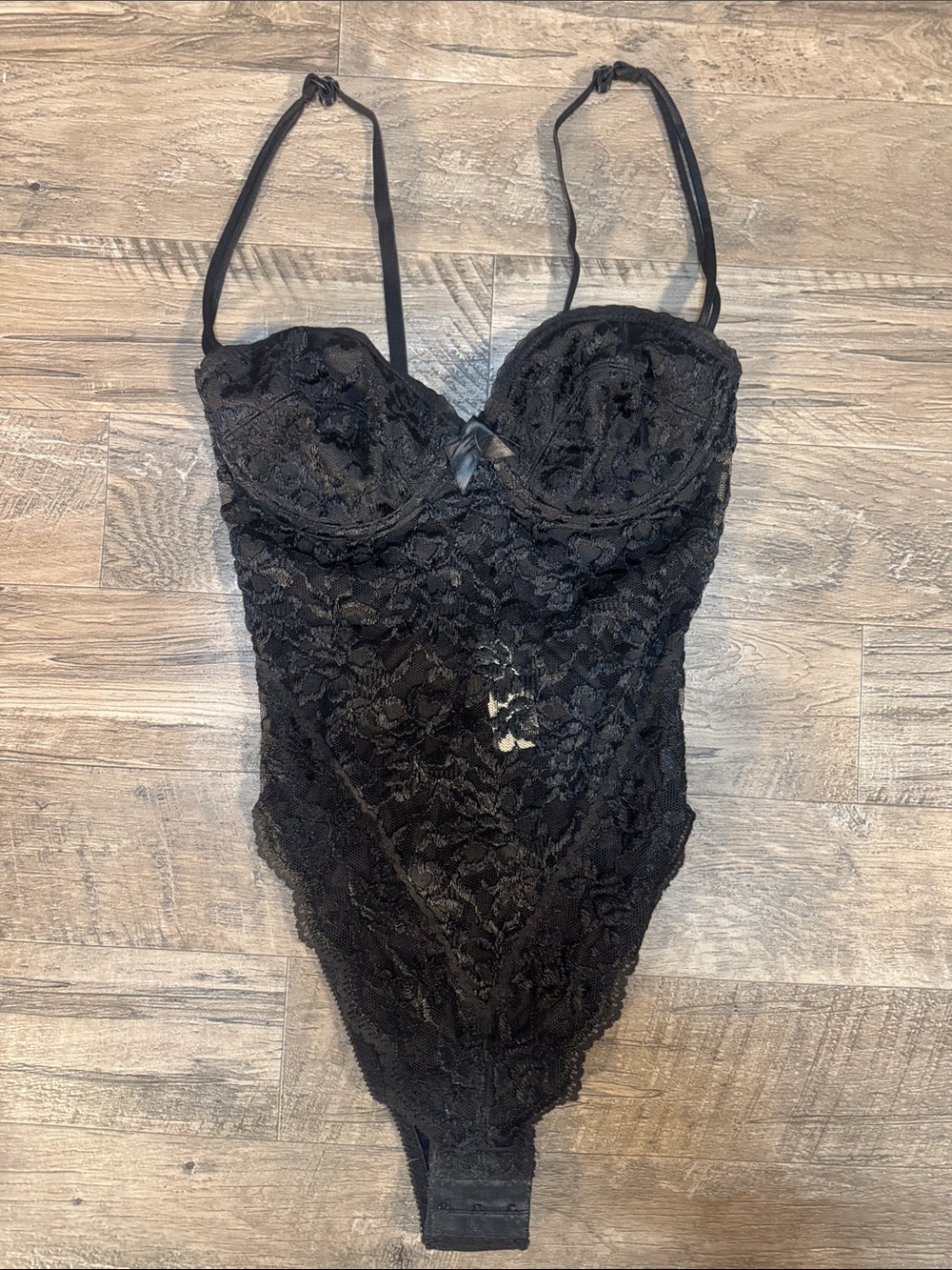 NWT Vintage Victoria's Secret Black Lace Bodysuit - Size 34C